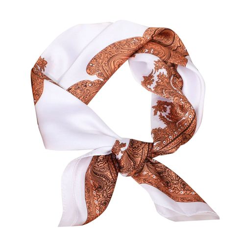 Écharpe Vintage Imprimée Pour Femmes, Couleur Contrastée, Douce, Respirante, Protection Du Cou, Légère, Anti-Uv, Écharpe D'été, Accessoire Pour Vêtements-70 Cm Blanc