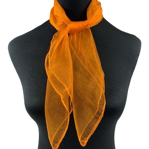2 Pièces Foulard En Satin Lisse Transparent Couleur Unie Maille Fine Réglable Décoratif Léger Doux Aquaman Danse Carrée Hôtesse De L'air Cou Foulard-Orange