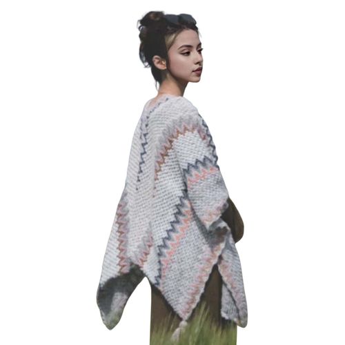 Châle en tricot pour femmes, Style ethnique, cape de couleur en Patchwork avec décor de réfrigérateur, châle drapé, accessoire pour robe de Cocktail-E