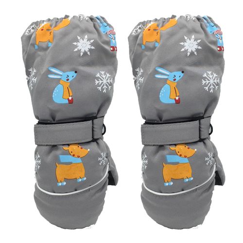 Gants De Neige Imperméables Pour Enfants, 1 Paire, Bande De Fixation Réglable, Boucle De Suspension, Gants D'équitation Coupe-Vent Pour Usage Quotidien-Gris