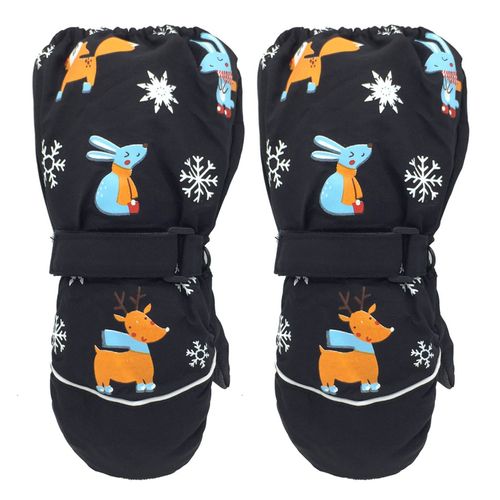 Gants De Neige Imperméables Pour Enfants, 1 Paire, Bande De Fixation Réglable, Boucle De Suspension, Gants D'équitation Coupe-Vent Pour Usage Quotidien-Noir