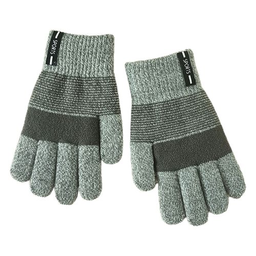 Gants Tricotés Rayés Pour Enfants De 6 À 12 Ans, 1 Paire, Gants À Manchette Côtelée De Couleur Contrastée Pour L'automne Et L'hiver, Pour L'extérieur-Gris