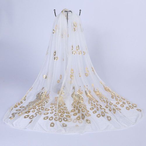 Écharpe Paon Longue Et Douce Pour Femmes, Châle De Plage, Douze Couleurs, Printemps-Automne-Blanc