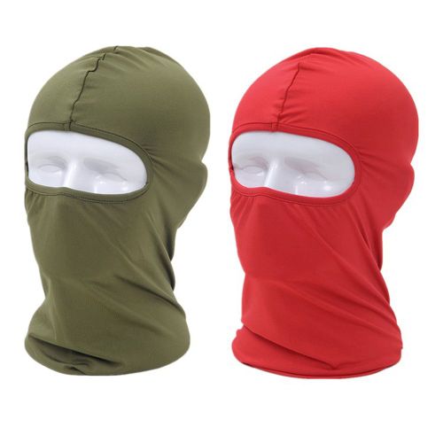 Cagoule Respirante Anti-Poussière, Protection Solaire, Masque Facial À Couverture Complète, 2 Pièces-Vert Armée + Rouge