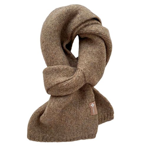 Écharpe Coupe-Vent D'hiver Pour Hommes, Couleur Unie, Tricot Doux Et Épais, Garde Au Chaud Et Confortable, Unisexe, Style Coréen, Pour L'extérieur-Café