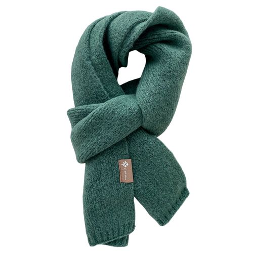 Écharpe Coupe-Vent D'hiver Pour Hommes, Couleur Unie, Tricot Doux Et Épais, Garde Au Chaud Et Confortable, Unisexe, Style Coréen, Pour L'extérieur-Bleu Et Vert