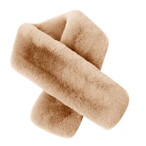 Écharpe Croisée En Fausse Fourrure De Lapin Double Face Épaissie Douce Lavable Garder Au Chaud Couleur Pure Automne Hiver Femme Cache-Cou Écharpe Pour L'extérieur-Kaki
