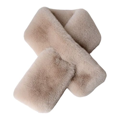 Écharpe Croisée En Fausse Fourrure De Lapin Double Face Épaissie Douce Lavable Garder Au Chaud Couleur Pure Automne Hiver Femme Cache-Cou Écharpe Pour L'extérieur-Abricot