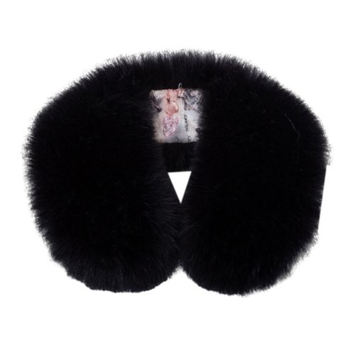 Faux Col Épaissi Doux Moelleux Fausse Fourrure Couleur Unie Résistant Au Froid Coupe-Vent Unisexe Hiver Cache-Cou Écharpe Femmes Hommes Cou Wrap-Noir