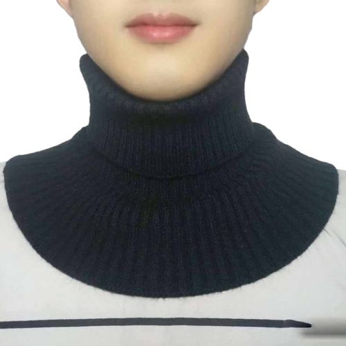 Écharpe Tricotée Pour Hommes, Résistante Au Froid, Polyvalente, Garde La Chaleur, Couvre-Cou Élastique De Couleur Unie Assorti Avec Tout, Pour L'hiver-Noir