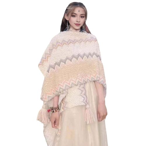 Châle en tricot pour femmes, Style ethnique, cape de couleur en Patchwork avec décor de réfrigérateur, châle drapé, accessoire pour robe de Cocktail-H