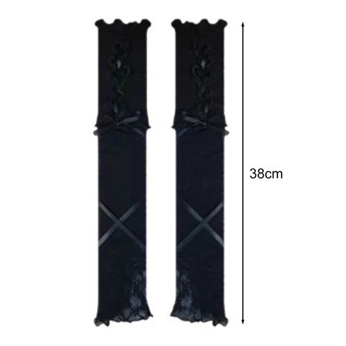 1 Paire De Manches De Bras De Bal Pour Femmes, Broderie De Fleurs En Dentelle Transparente, Fines Sans Doigts, Style Jk Lolita Ajouré, Spectacles De Chemises, Manchettes De Bras Pour Accessoires De Photo De Mariage De Mariée-Noir