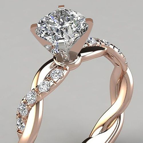 Bague De Fiançailles Torsadée En Strass Romantique Pour Femmes, Accessoire De Bijoux Exquis-Or Rose 7