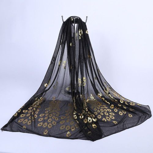 Écharpe Paon Longue Et Douce Pour Femmes, Châle De Plage, Douze Couleurs, Printemps-Automne-Noir