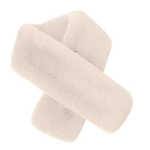 Écharpe Croisée En Fausse Fourrure De Lapin Double Face Épaissie Douce Lavable Garder Au Chaud Couleur Pure Automne Hiver Femme Cache-Cou Écharpe Pour L'extérieur-Beige