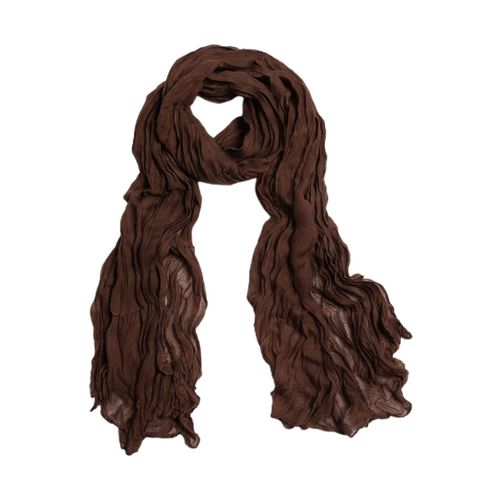 Écharpe De Couleur Unie Pour Femmes, Longue, Large, Froissée, Fine, Décorative, Douce, Perspective, Froissée, Accessoire Pour Vêtements-Café Noir 180 Cm