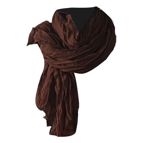 Écharpe Longue Plissée De Couleur Unie Pour Femme, Écharpe Rétro Chaude Et Douce D'inspiration Vintage, Automne Hiver-Café Noir 180 Cm