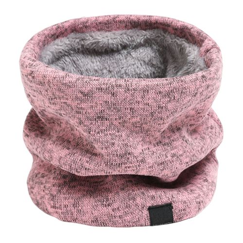 Écharpe D'hiver Pour Hommes, Doublure En Peluche, Écharpe De Couleur Unie, Lettre Logo, Velours Épais, Guêtre De Cou Tricoté Chaud-Rose