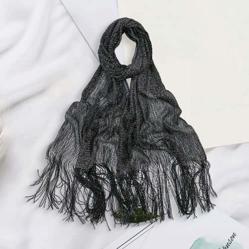 Châle De Couleur Vive Pour Femmes, Garniture À Pampilles, Robe À Paillettes, Tenue Quotidienne, Fêtes De Mariage, Accessoire De Vêtement Enveloppant-Noir
