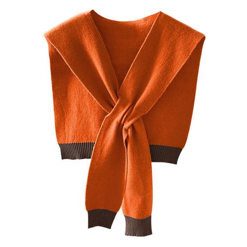 Châle Tricoté Pour Femmes, Patchwork De Couleurs, Design Noué Doux, Polyvalent, Texture Douce, Écharpe Chaude D'hiver-Orange