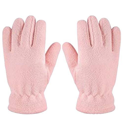 1 Paire De Gants Pour Enfants En Polaire Couleur Unie Cinq Doigts Thermique Doigt Complet Garder Au Chaud Poignet Élastique Épaissir Gants D'hiver Pour Enfants Pour Les Activités De Plein Air-Rose S