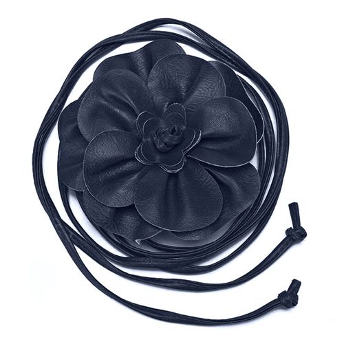 Ceinture À Fleurs Style Boho Pour Femmes Et Filles, En Faux Cuir, Corde, Robe De Mariée, Ceinture Fine-Bleu Marine