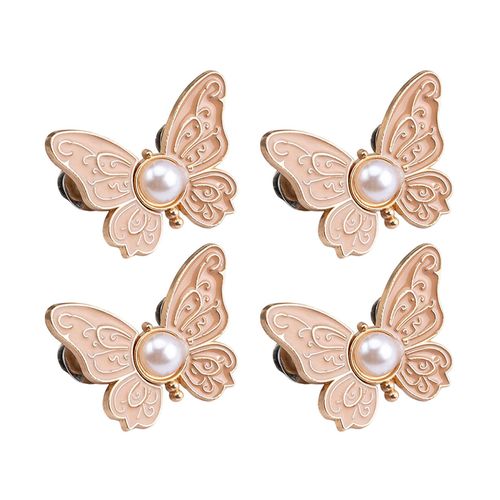 2 Paires De Tendeurs De Taille De Pantalon, Épingles À Boutons Papillon Réglables, Clips De Pantalon, Boucles De Taille Décoratives Détachables Pour Jeans Amples, Pantalons, Jupes-Beige
