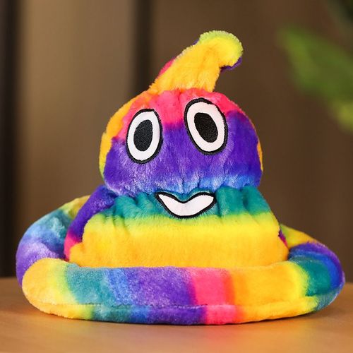 Une Pièce (Couleur Arc-En-Ciel, Environ 25*30cm) Drôle Et Mignon Ins Caca Chapeau Dessin Animé Japonais Caca Couvre-Chef En Peluche Filet Rouge Vibrato Photo Selfie Accessoires, Chapeau Pour Adultes
