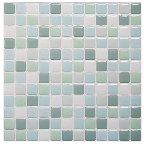 YJC0001-3D Mosaïque Carrelage Adhésif Mural Autocollant Carrelage Auto-Adhésif Imperméable 23,6 x 23,6 cm pour Cuisine Salle de Bain-4 pièces