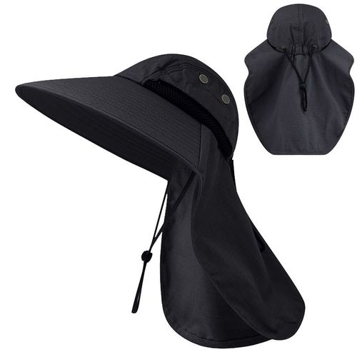 Noir 1 X Chapeau De Soleil Pour Homme Avec Rabat Pour La Pêche Et La Randonnée