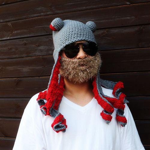 Chapeau De Pieuvre Pour Adulte, Tricoté À La Main, Motif Tentacule, Pour Noël, Halloween, Cosplay (Gris)