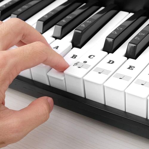 Lot De 2 Autocollants Pour Clavier De Piano 88/61/54/49 Touches, Noirs, Transparents Et Amovibles, Pour Enfants Débutants (Noir)