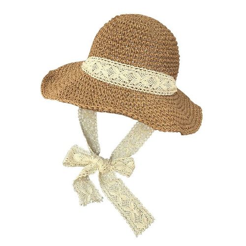Chapeau De Paille Pliable Anti-Uv Pour Femme, Capeline Panama En Paille Pour Femme