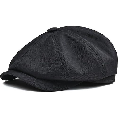 Casquette Plate Gatsby Ivy Pour Homme En Coton, Style Cabbie, Style Gavroche, Noire