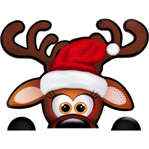 Kit De Décorations De Noël Géantes Et Réfléchissantes En Forme De Renne Magnétique | Visage Amusant De L'assistant Du Père Noël + 2 Sabots | Aimant De Noël Pour Voiture (Renne)