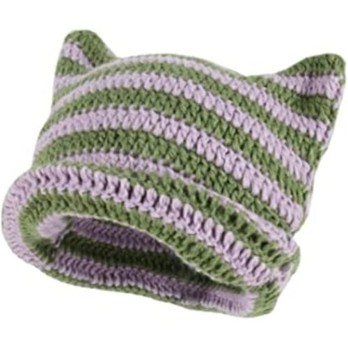 Chapeaux Pour Femmes, Bonnet Chat Vintage Pour Femmes, Chapeau Renard, Accessoires Grunge, Ample Pour Femmes, Vert Et Violet
