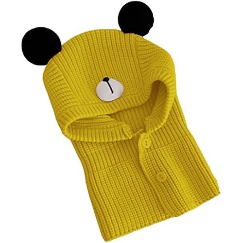 Cagoule Jaune Pour Enfant, Cache-Oreilles D'hiver Pour Garçon Et Fille, Bonnet Tricoté Sans Bord, Bonnet Chaud En Coton Pour Enfant