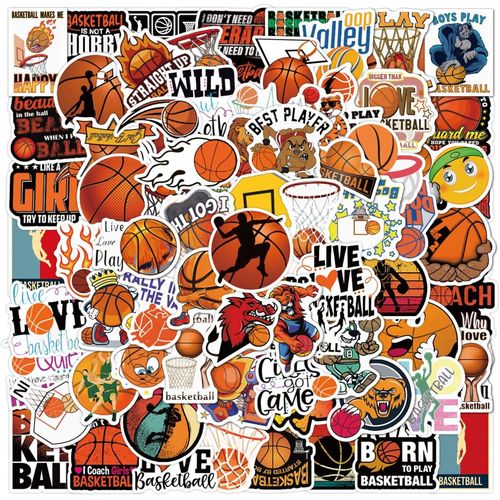 Lot De 100 Autocollants Graffitis De Basket-Ball ¿ Autocollants En Vinyle Amusants Pour Bouteille D'eau, Scrapbooking, Agenda, Carnet De Notes, Skateboard