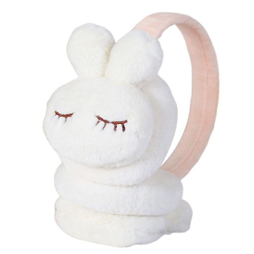 Cache-Oreilles Chauds D'hiver Pour Filles, Couvre-Oreilles En Peluche De Lapin, Protecteur D'oreille Pour Enfants-Blanc