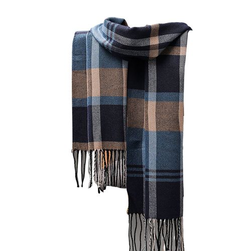 Écharpe Longue En Faux Cachemire Pour Hommes, Écharpe Classique À Carreaux À Franges, Style Britannique, Douce, Garde Au Chaud, Automne Hiver, Pour Adultes, Pour L'équitation-Blanc