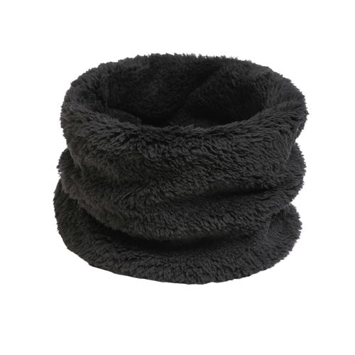 Écharpe Thermique Pour Femmes, Couleur Unie, Écharpe Chaude Pour Temps Froid, Col Haut, Polaire De Corail, Enveloppe De Cou Confortable Pour L'hiver-Noir