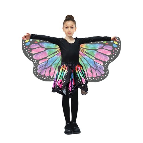 Costume Ailes De Papillon Pour Fille, Avec Jupe Tutu, Couleurs Vives, Vêtements Saisonniers Polyvalents, Ensemble De Déguisement De Fée Cosplay De Carnaval, 2 Pièces/Ensemble-M Vert