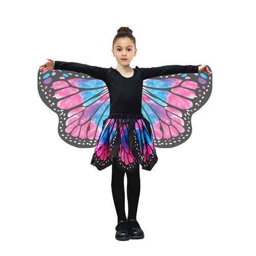 Costume Ailes De Papillon Pour Fille, Avec Jupe Tutu, Couleurs Vives, Vêtements Saisonniers Polyvalents, Ensemble De Déguisement De Fée Cosplay De Carnaval, 2 Pièces/Ensemble-L Rose Rouge