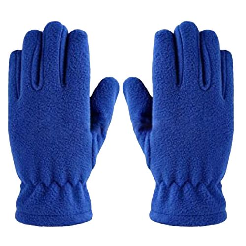 1 Paire De Gants Pour Enfants En Polaire Couleur Unie Cinq Doigts Thermique Doigt Complet Garder Au Chaud Poignet Élastique Épaissir Gants D'hiver Pour Enfants Pour Les Activités De Plein Air-Bleu Royal S
