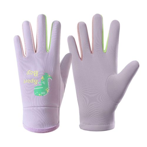 1 Paire De Gants D'hiver Pour Enfants, Gants De Sport Imperméables Pour Écran Tactile De 3 À 15 Ans, Haute Élasticité, Motif De Dinosaure Réfléchissant, Gants De Ski Pour Jouer En Plein Air-L Violet