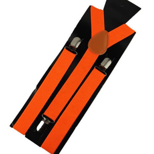 Bretelles Élastiques À Clipser Couleur Bonbon Unisexe, Bretelles Réglables En Forme De Y, Cadeau-Orange