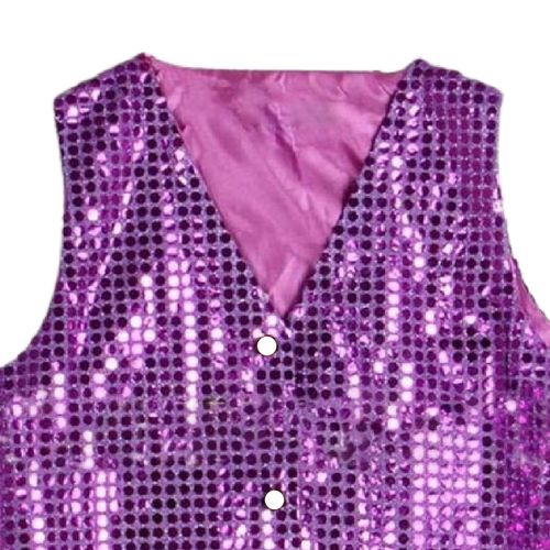 Gilet De Costume À Paillettes Unisexe Coloré Pour Enfants, Gilet À Paillettes Sans Manches Pour Fête-Violet Xl