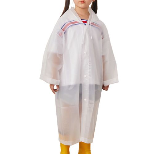 Manteau Imperméable D'extérieur Pour Enfants, Résistant À L'eau, Avec Cordon De Serrage Givré, Cape De Pluie Pour Le Camping-Blanc