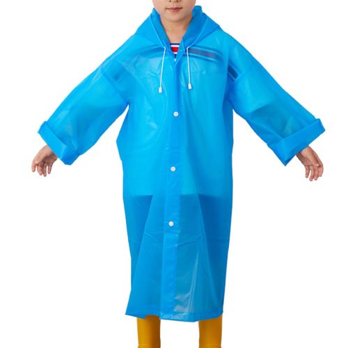 Manteau Imperméable D'extérieur Pour Enfants, Résistant À L'eau, Avec Cordon De Serrage Givré, Cape De Pluie Pour Le Camping-Bleu