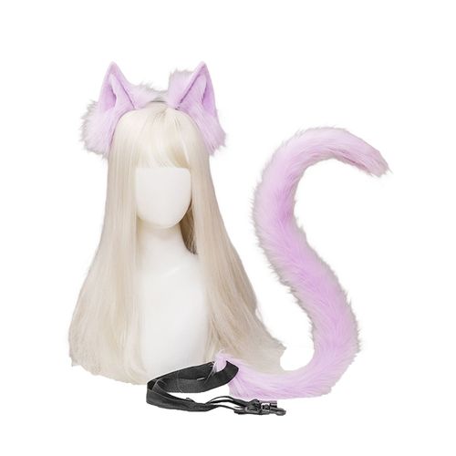 2 Pièces/Ensemble Oreilles De Chat Queue Ensemble Adultes Enfants Chat Oreille Bandeau Réglable Taille Ceinture Chat Queue Accessoires Ensemble Accessoires De Costume-Violet